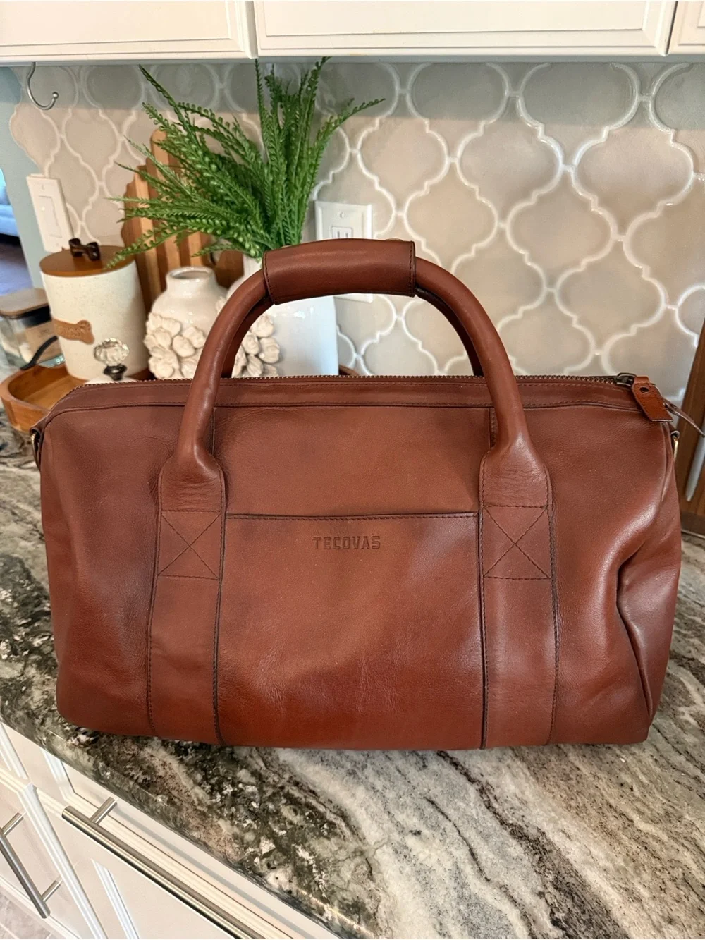 💥 RETIRED Tecovas Brown Genuine Leather Weekender Bag